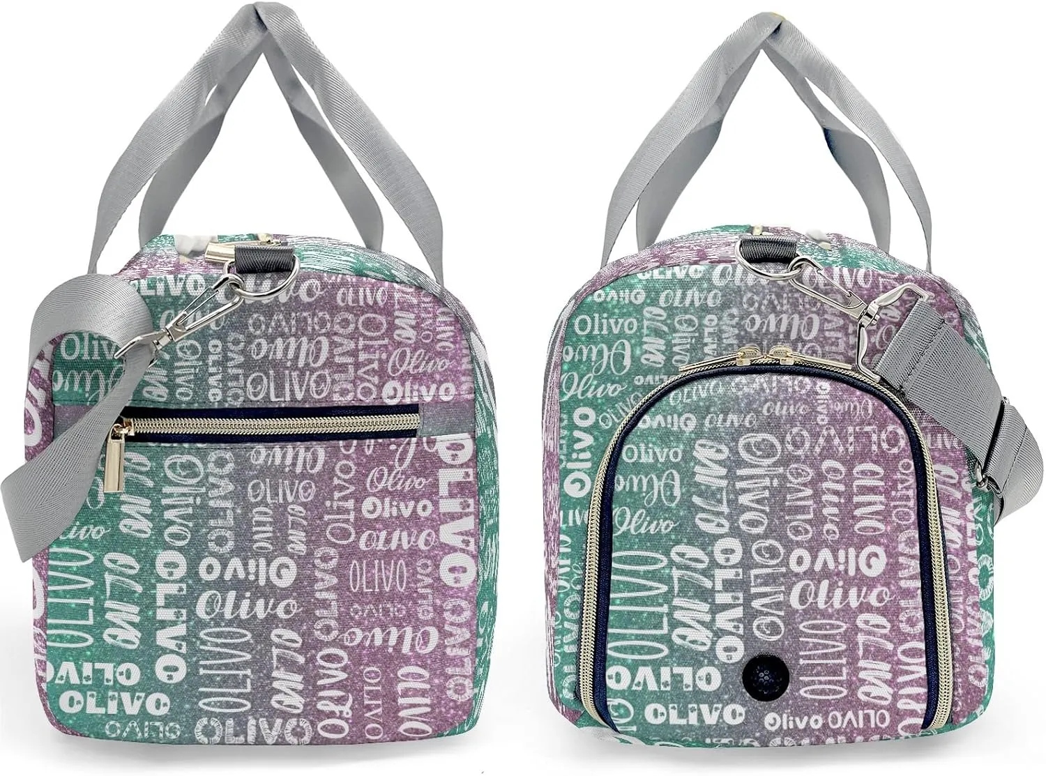 Personalized Duffel Bag with Name Custom Travel Bags for Woman Sports Gym Bag Wet Dry Pockets & Shoe Compartment Weekend Overnight Bag Gift Green Purple