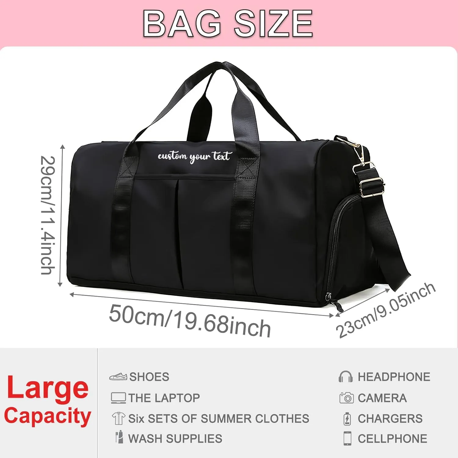 Personalized Initial Duffle Bag Custom Weekender Overnight Bags with Embroidery Name Sports Gym Travel Bags with Wet Dry Pockets Bridal Gift for Women Bridesmaid（Blue）