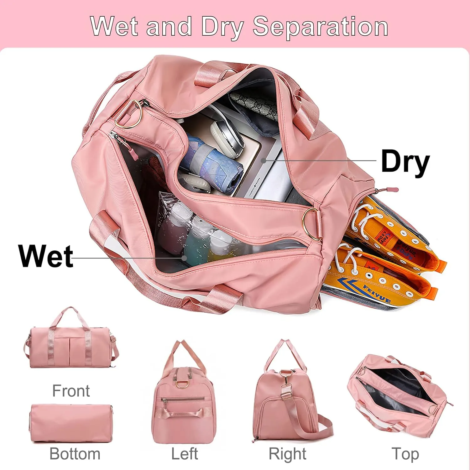 Personalized Initial Duffle Bag Custom Weekender Overnight Bags with Embroidery Name Sports Gym Travel Bags with Wet Dry Pockets Bridal Gift for Women Bridesmaid（Blue）