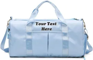 Personalized Initial/Logo Duffle Bag Custom Weekender Overnight Bags with Embroidery Name Sports Gym Travel Bags with Wet Dry Pockets Bridal Gift for Women Bridesmaid