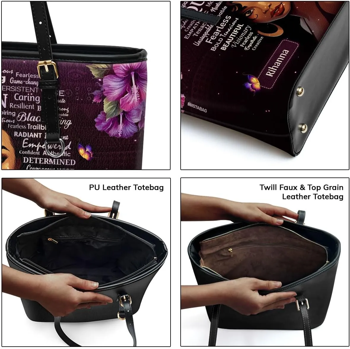 Personalized Leather Totebag For Black African Women - Christmas Gifts For Women For Black Women