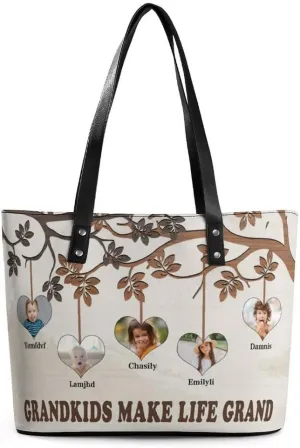 Personalized Mothers Day Leather Bag, Custom Handbag For Nana Mom,Mothers Day Loving Gift For Grandma, Mom
