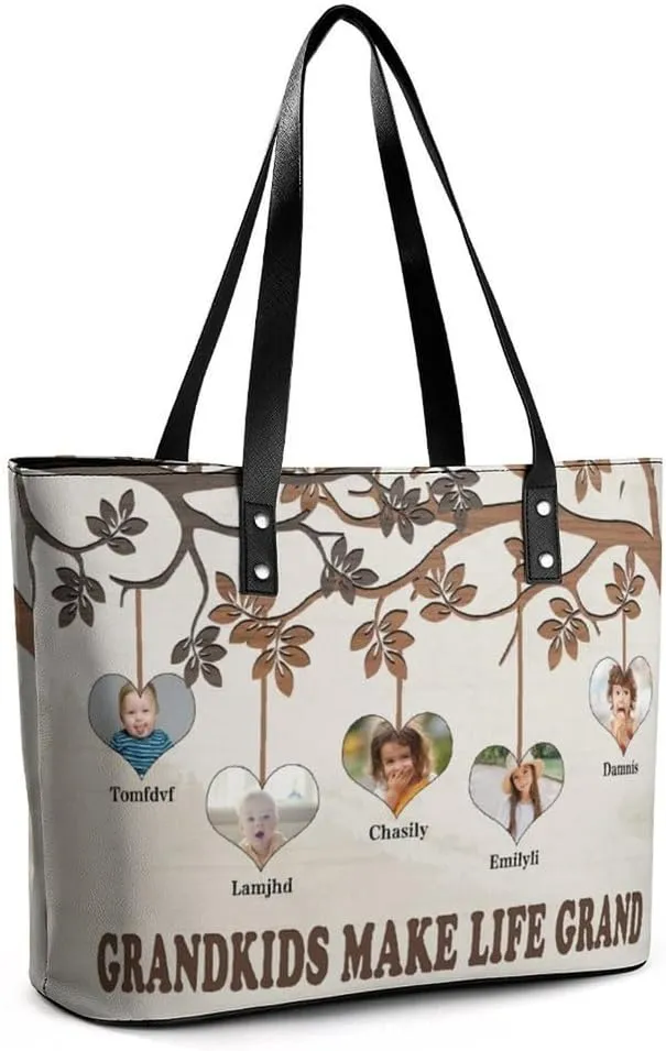 Personalized Mothers Day Leather Bag, Custom Handbag For Nana Mom,Mothers Day Loving Gift For Grandma, Mom