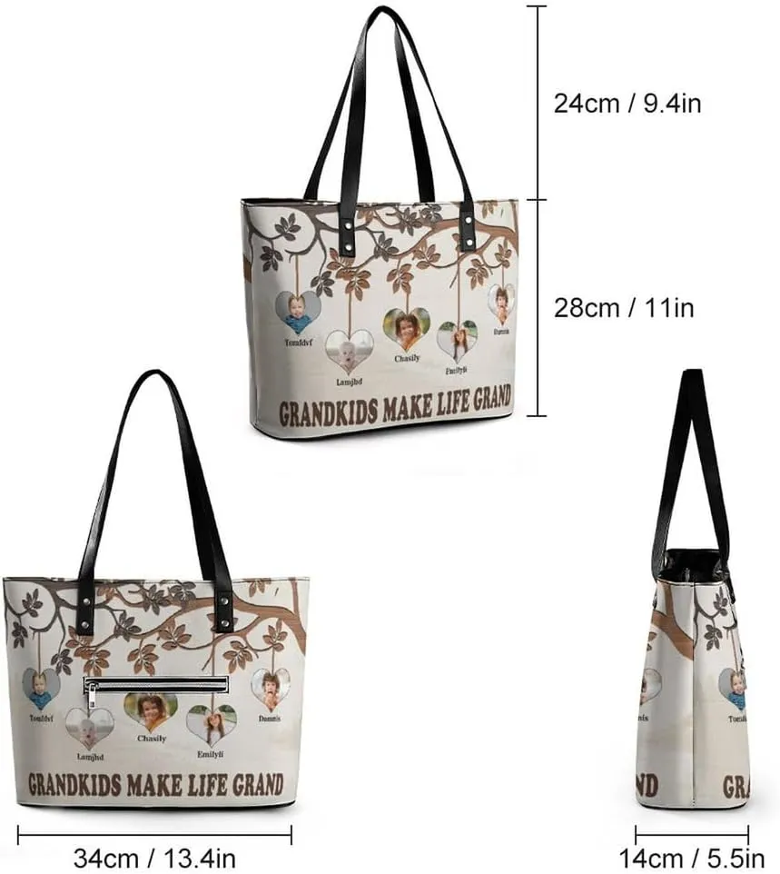 Personalized Mothers Day Leather Bag, Custom Handbag For Nana Mom,Mothers Day Loving Gift For Grandma, Mom