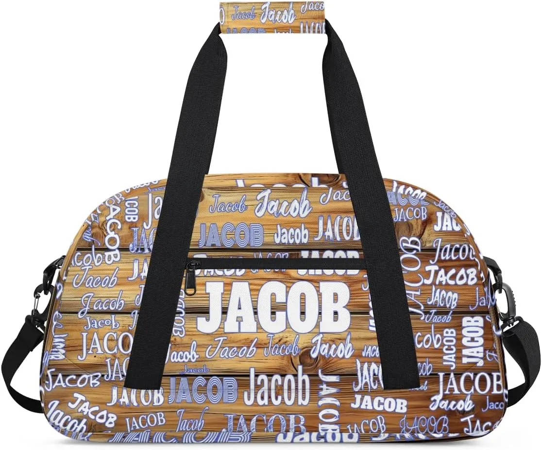 Personalized Soccer Sports Bag with Name, Custom Name Sport Duffel Dance Bag Weekender Bags Carry On Overnight Travel Duffel Bag, Rustic Cabin Wood Barn