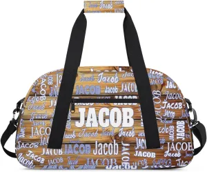 Personalized Soccer Sports Bag with Name, Custom Name Sport Duffel Dance Bag Weekender Bags Carry On Overnight Travel Duffel Bag, Rustic Cabin Wood Barn
