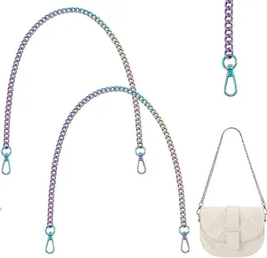 PH PandaHall 2PCS Purse Chain Strap, 23" Rainbow Bag Replacement Chain with Alloy Swivel Clasp for Shoulder Cross Body Sling Handbag Wallet Clutch Comfortable Metal Strap