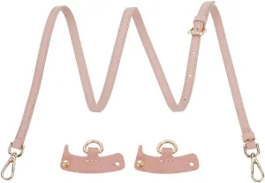 PH PandaHall Leather Shoulder Straps with D rings, 42.7~47.4 Inch Pink Crossbody Strap Adjustable Replacement Handles Purse Handbag Straps with Golden Buckles for DIY Crochet Bags Shoulder Bags Purse