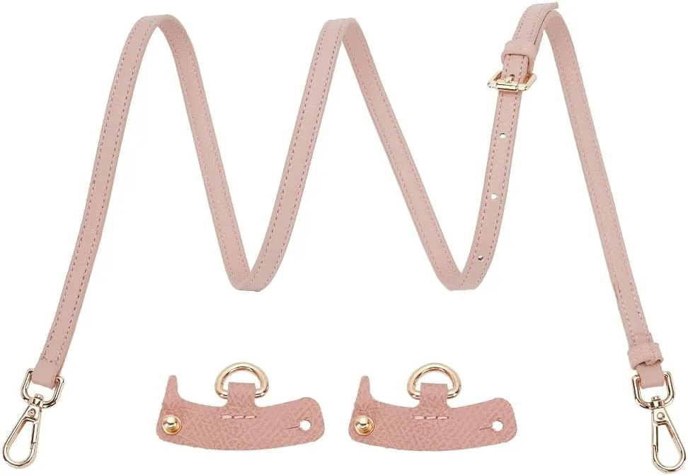 PH PandaHall Leather Shoulder Straps with D rings, 42.7~47.4 Inch Pink Crossbody Strap Adjustable Replacement Handles Purse Handbag Straps with Golden Buckles for DIY Crochet Bags Shoulder Bags Purse