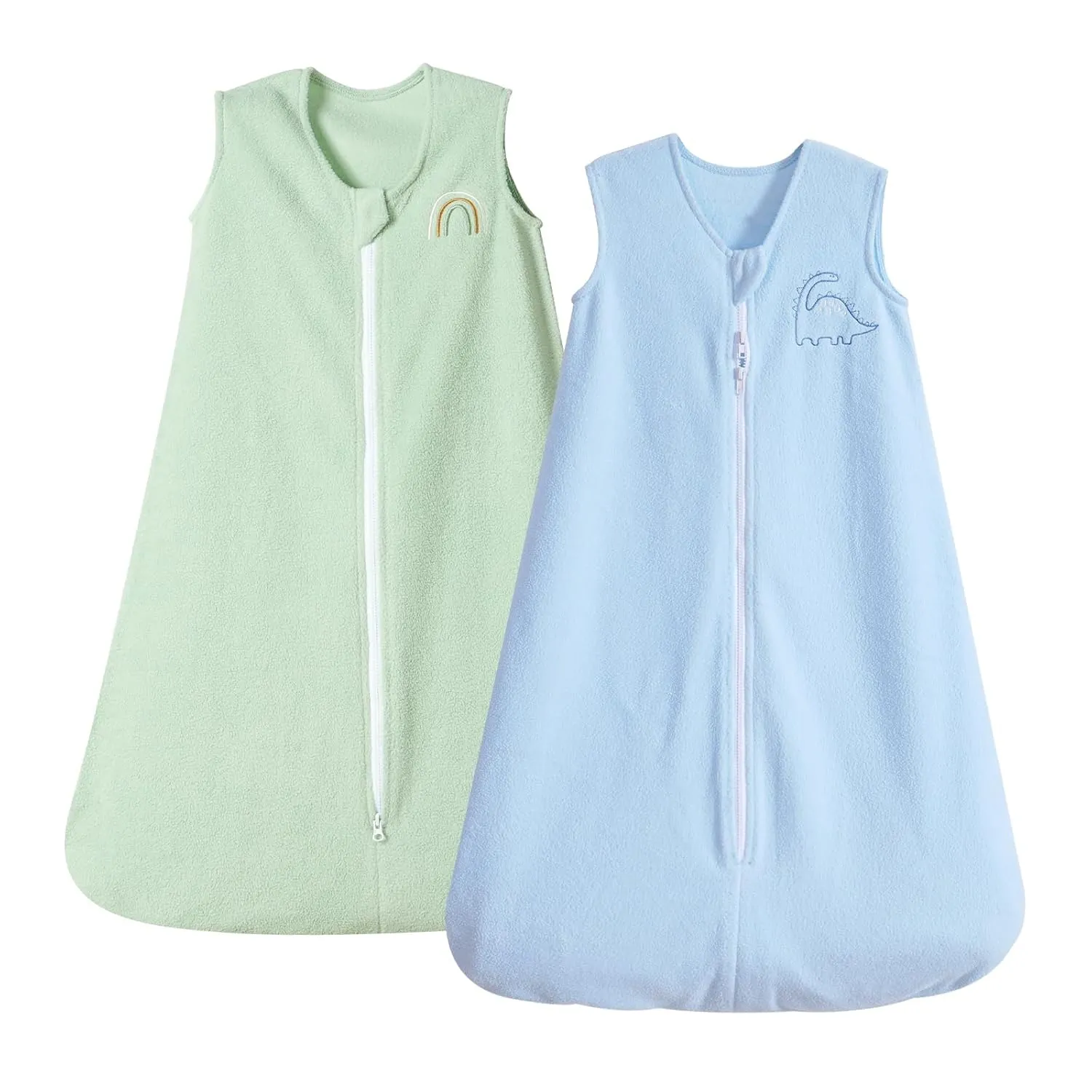 PHF Warm Micro-Fleece Baby Sleep Sack 18-24 Months, Soft Baby Wearable Blanket, 2-Way Zipper Sleeping Bags, 2 Pack Comfy Sleeping Sack for Infant Newborn Boys, X-Large Size, Blue & Sage Green