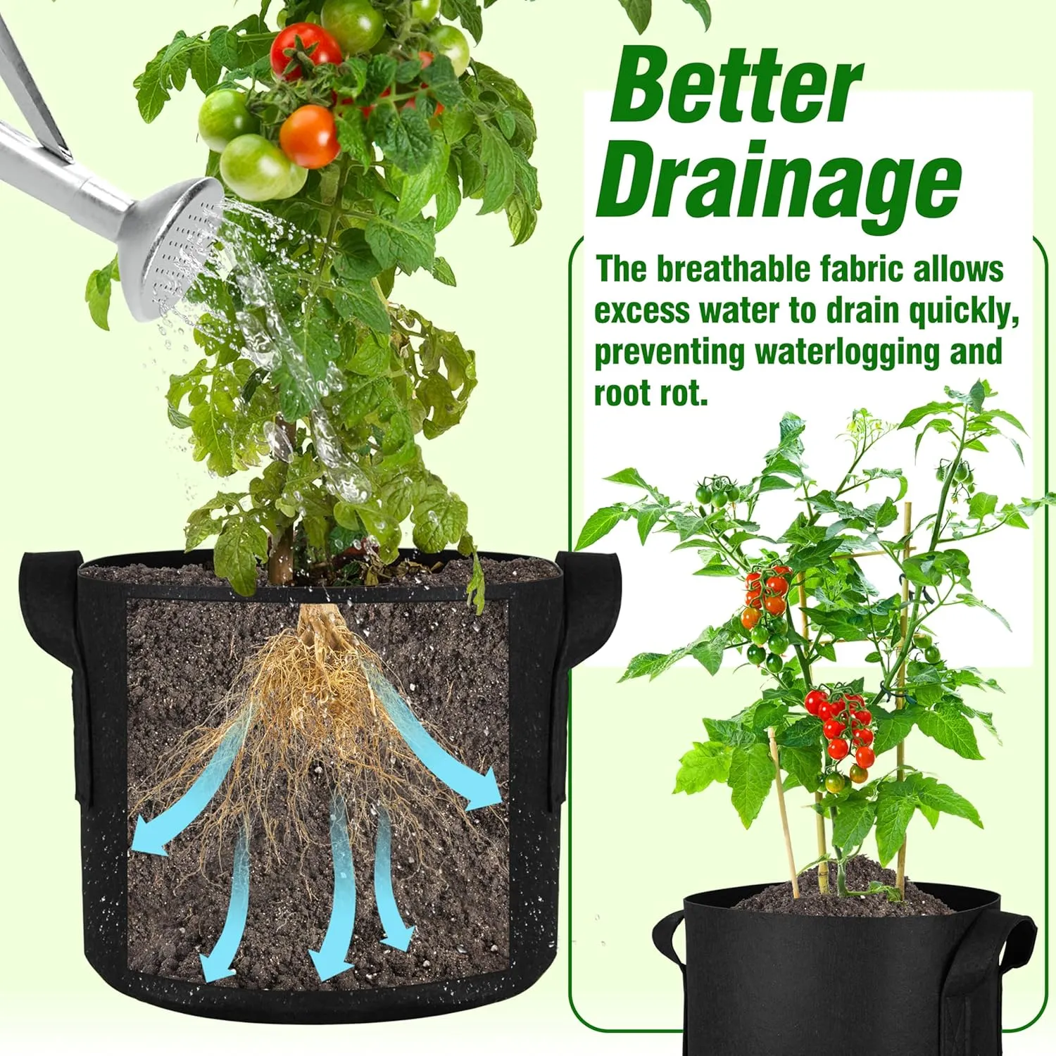 PHYEX 12-Pack 15 Gallon Grow Bags, Thickened 300G Nonwoven Fabric Pots with Reinforced Handles, Planting Bags for Healthy Root Growth, Vegetables, and Flowers, Come with 12 Pcs Plant Labels