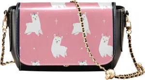 Pink Horse Heart Crossbody Bags for Women Pattern Leather Shoulder Bags Wallet Handbag with Chain Strap
