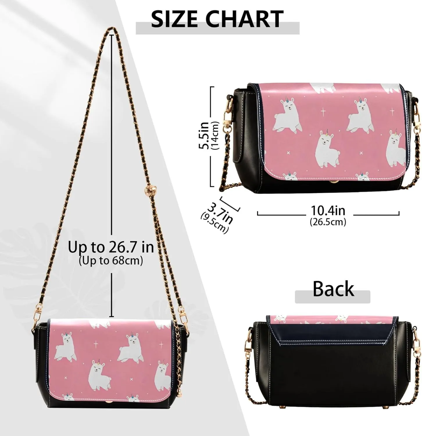 Pink Horse Heart Crossbody Bags for Women Pattern Leather Shoulder Bags Wallet Handbag with Chain Strap