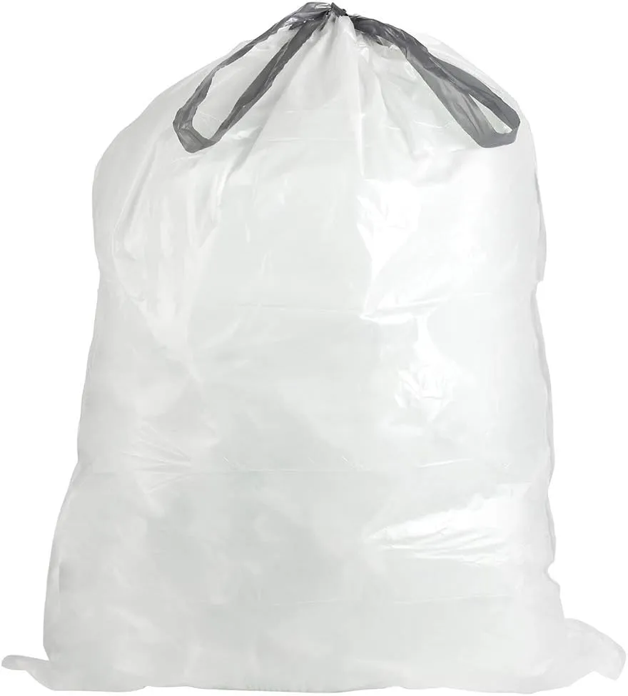 Plasticplace Custom Fit Trash Bags, Compatible with simplehuman Code Q (50 Count) White Drawstring Garbage Liners 13-17 Gallon/ 40-65 Liter 25" x 32.5"