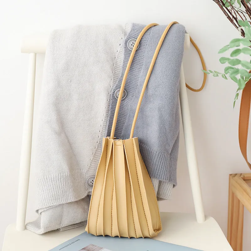 Pleated Korean Simple Mini Western Style Crossbody Bags