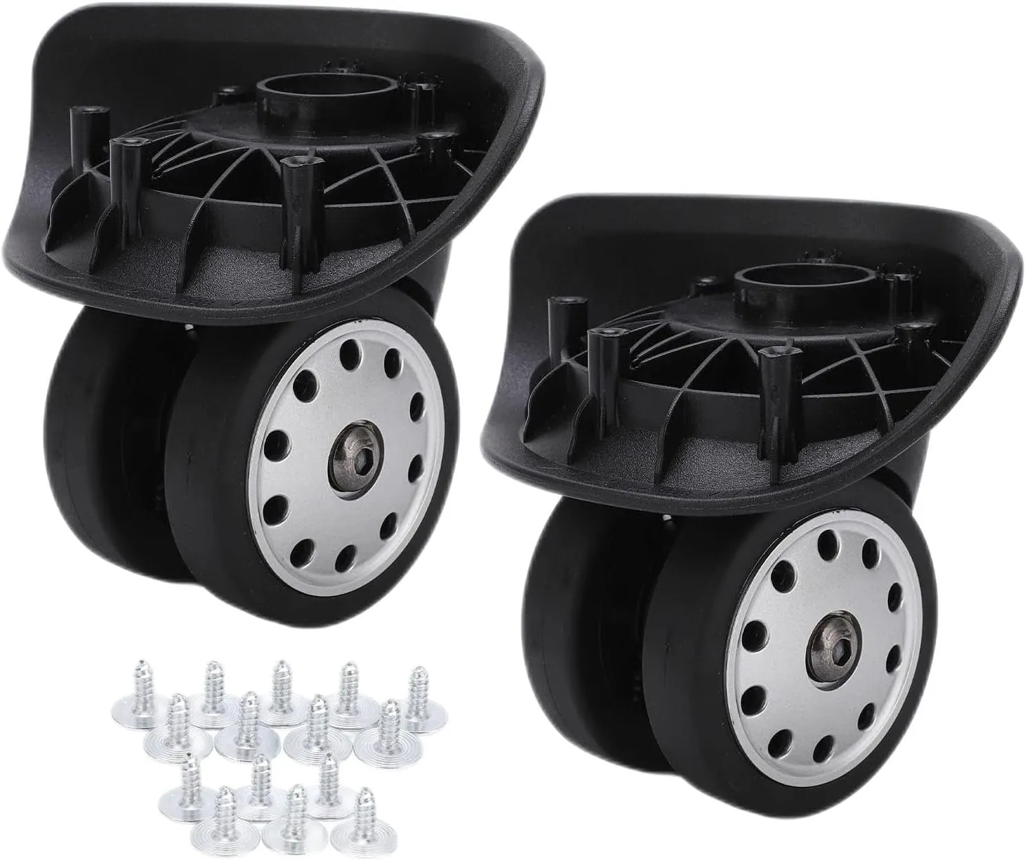 plplaaoo Luggage Casters A88 Porous Suitcase Wheels, Large Size Black Replacement Wheels for Travel Bags with Easy Installation and Stable Performance (Large Black)