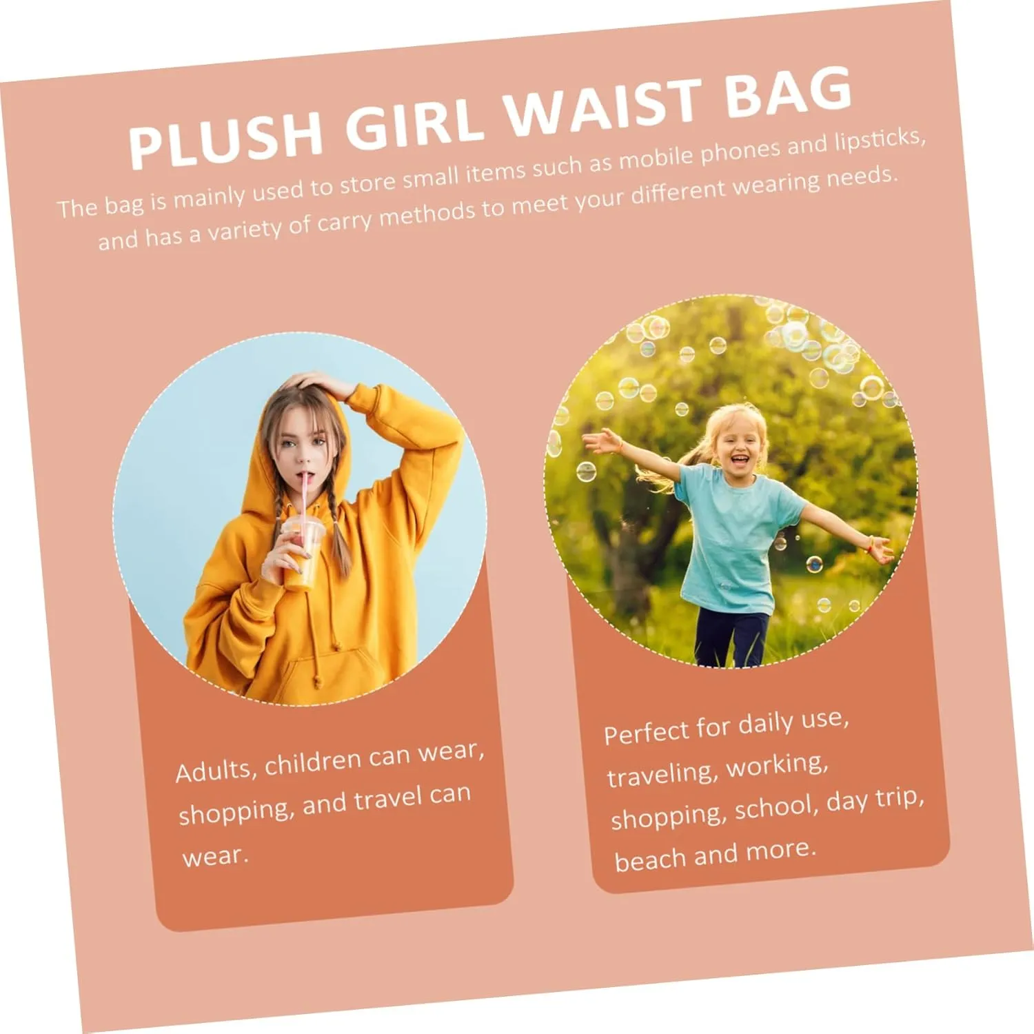 Plush Fanny Pack Cute Waist Bag Plush Waist Bag Fuzzy Fanny Pack Fuzzy Belt Bag Teenage Waist Bag Chest Belt Bag