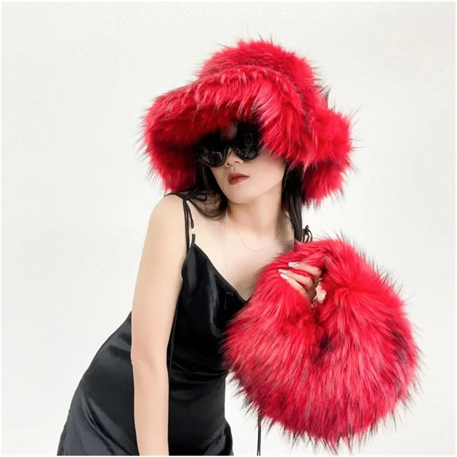 Plush Handbags Faux Fur Women's Handbags Winter Girls Furry Shoulder Bags Dinner Clutch Purse Soft Plush Female Underarm Bag