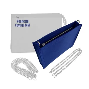 Pochette Voyage MM Conversion Kit with Chain Pouch Pochette Voyage MM Insert with Grommets O Rings Premium Felt Chain (Geyser Blue, No Chain Needed)