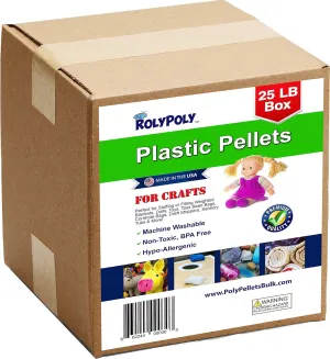 Poly Plastic Pellets Bulk for Weighted Blankets & Crafts Bulk Box (25 pounds) Made in The USA for Rock Tumbling, Stuffing & Filling Dolls, Crafts, Lap Pad