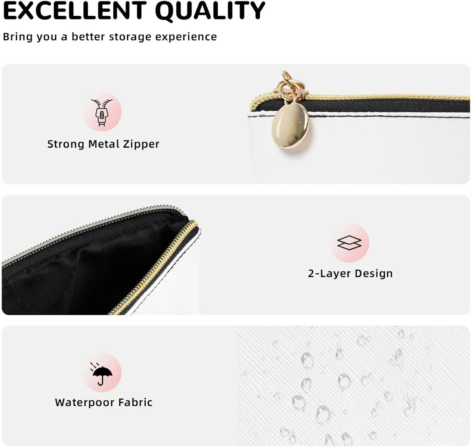 Portable Makeup Bag Zipper Pouch Travel Make up Organizer Bag Toiletry bag Water-resistant Aesthetic PVC Leather Cosmetic Bags for Women and Girls with Blue Line Flower