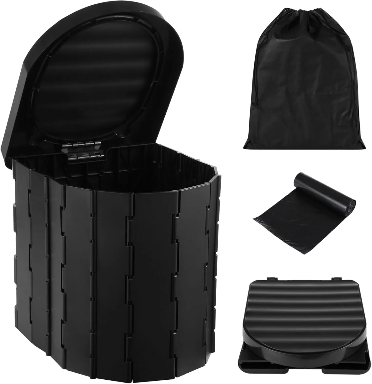 Portable Toilet for Camping, 11.81" Foldable Portable Toilet with Lid and Carry Bag, Camping Toilet for Hiking, Car,Travel, Truck, RV, Boating, Road Trips, Outdoor