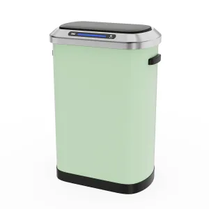 pouseayar 13 Gallon Smart Automatic Trash Can with Lid, Stainless Steel Thickened Body & Super Mute Sensor Lid with 30 Count Garbage Bags for Kitchen Office Bedroom Waste Bin and More - Blue