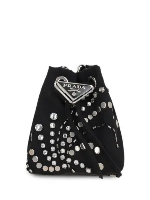 Prada Logo-Appliqué Studded Bucket Bag
