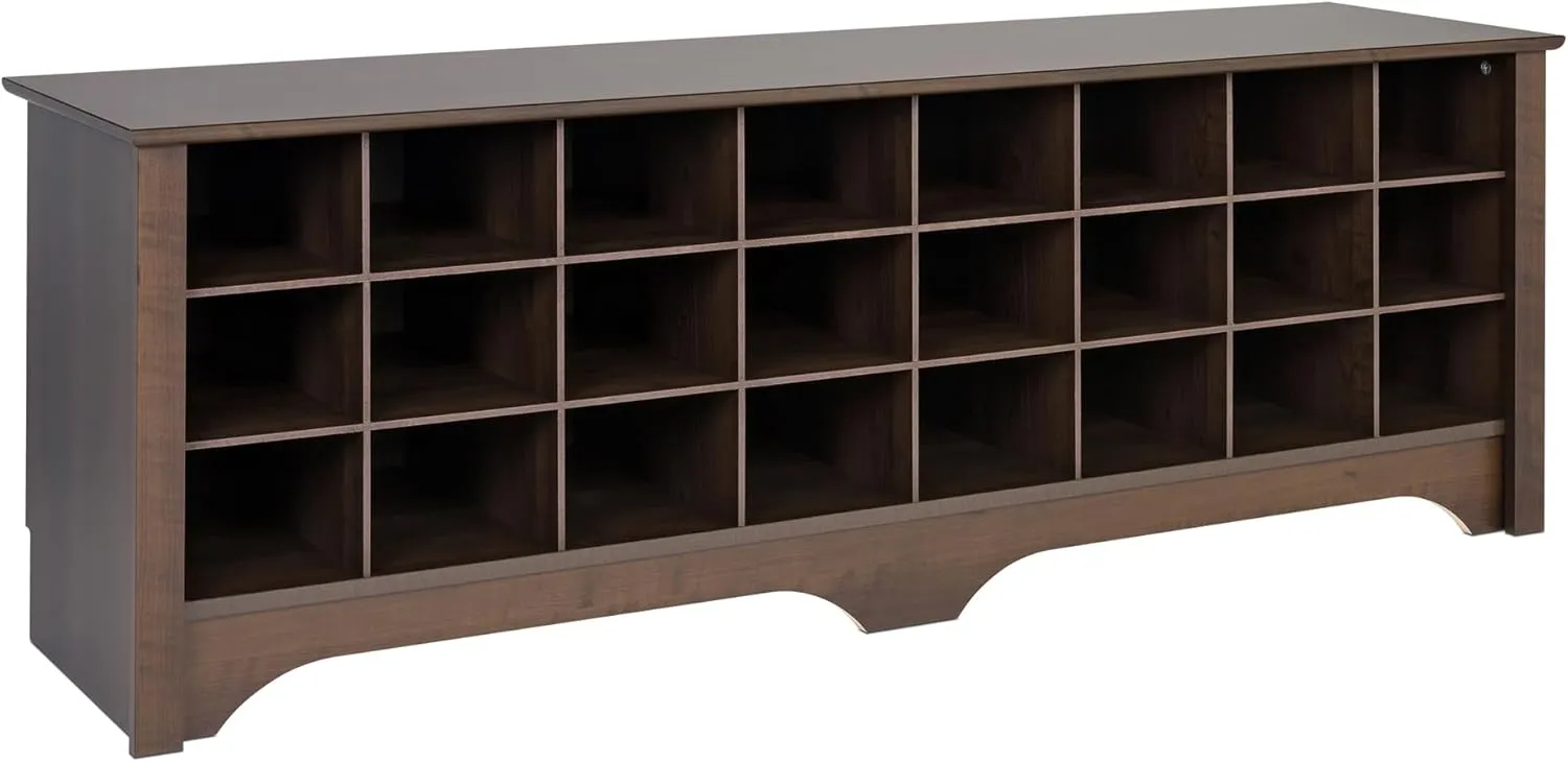 Prepac Cabinet Shoe Cubby Bench, 15.5"D x 60"W x 20.25"H, Brown