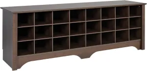 Prepac Cabinet Shoe Cubby Bench, 15.5"D x 60"W x 20.25"H, Brown