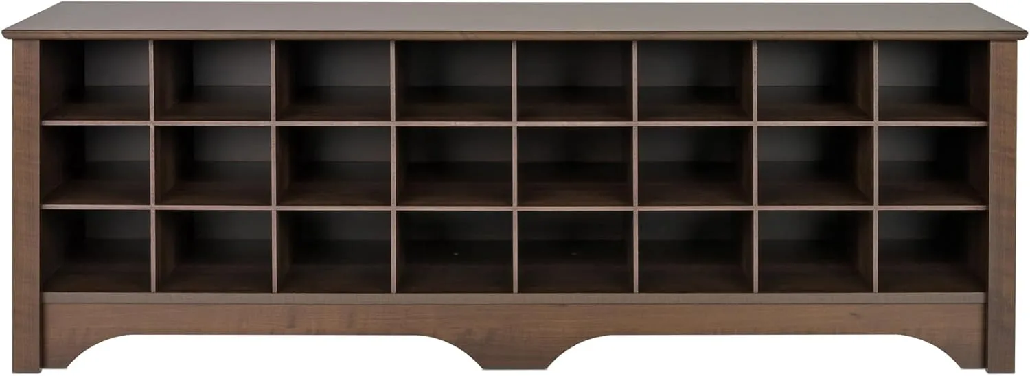 Prepac Cabinet Shoe Cubby Bench, 15.5"D x 60"W x 20.25"H, Brown