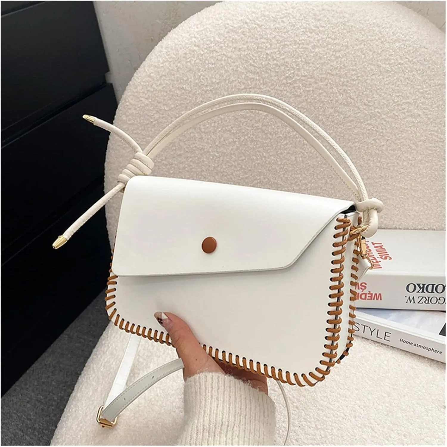 PU Handmade DIY Material Set for Handbag Bag(White-Patch Five-Pointed star4)