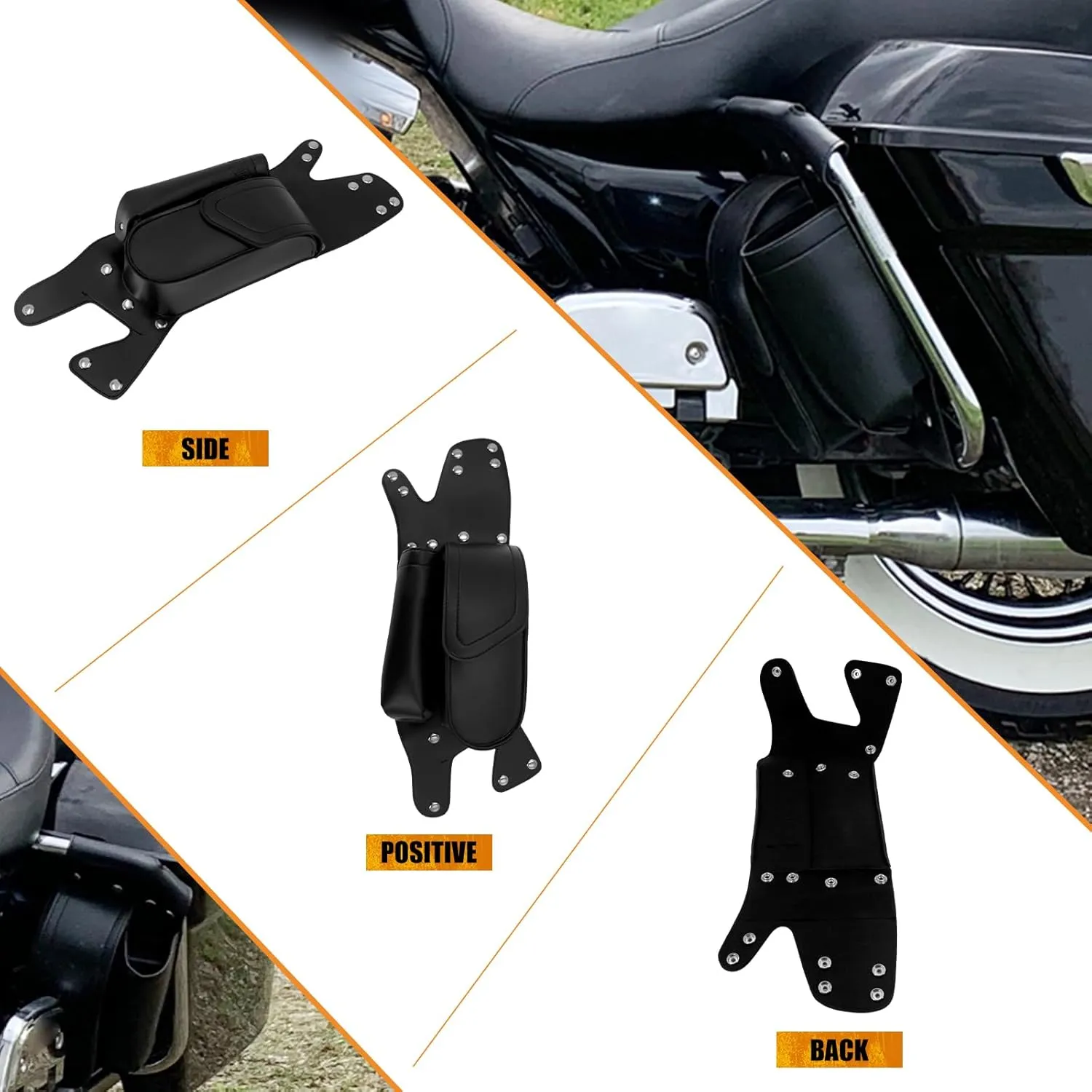 PU Leather Saddlebag Guard Bag with Water Drink Bottle Holder Fit For Harley Touring Electra Street Tri Glide Road King Glide 1983-2025 (Left)