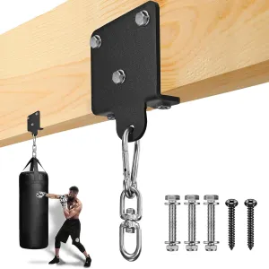 Punching Bag Hanger Heavy Duty Beam Mount for Heavy Bag 360° Rotation Ceiling Mount Bracket Wood Beam Hook with Spring Ideal for Boxing Muay Thai Aerial Yoga and Home Gym Training