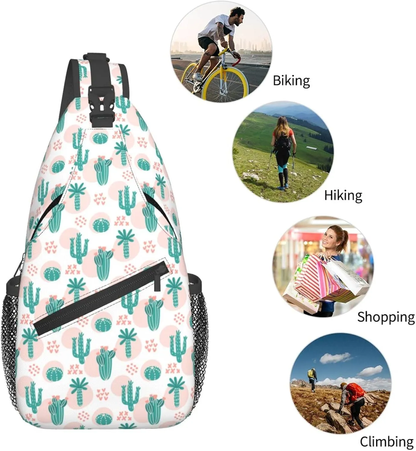 Purple Buffalo Plaid Check Sling Bag Adjustable Crossbody Bag Casual Chest Bags Travel Shoulder Backpack