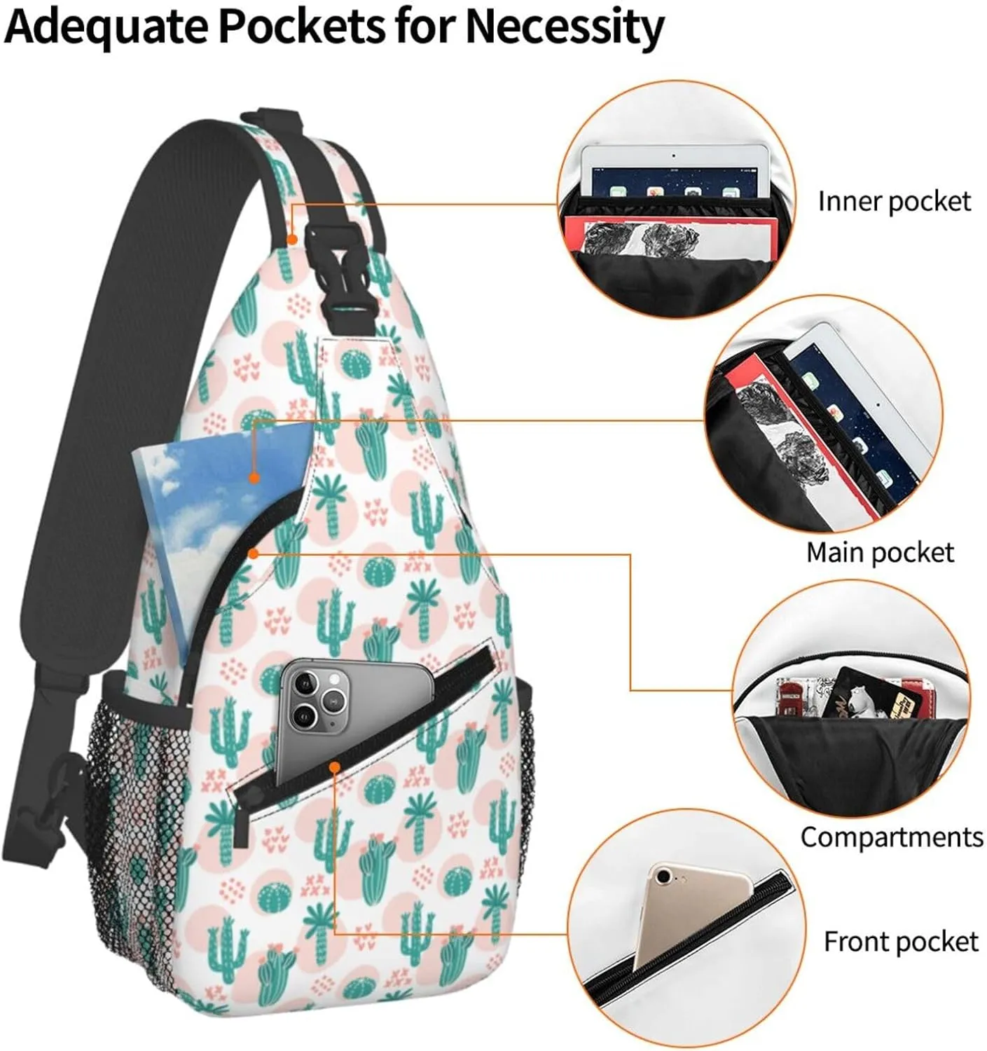 Purple Buffalo Plaid Check Sling Bag Adjustable Crossbody Bag Casual Chest Bags Travel Shoulder Backpack