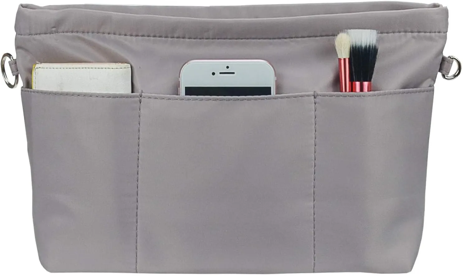 Purse Organizer Insert for Handbags, Nylon Tote Bag Organizer Insert Zipper Bag for Women Grey X-Small