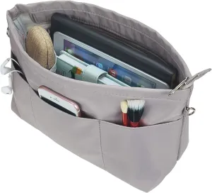 Purse Organizer Insert for Handbags, Nylon Tote Bag Organizer Insert Zipper Bag for Women Grey X-Small