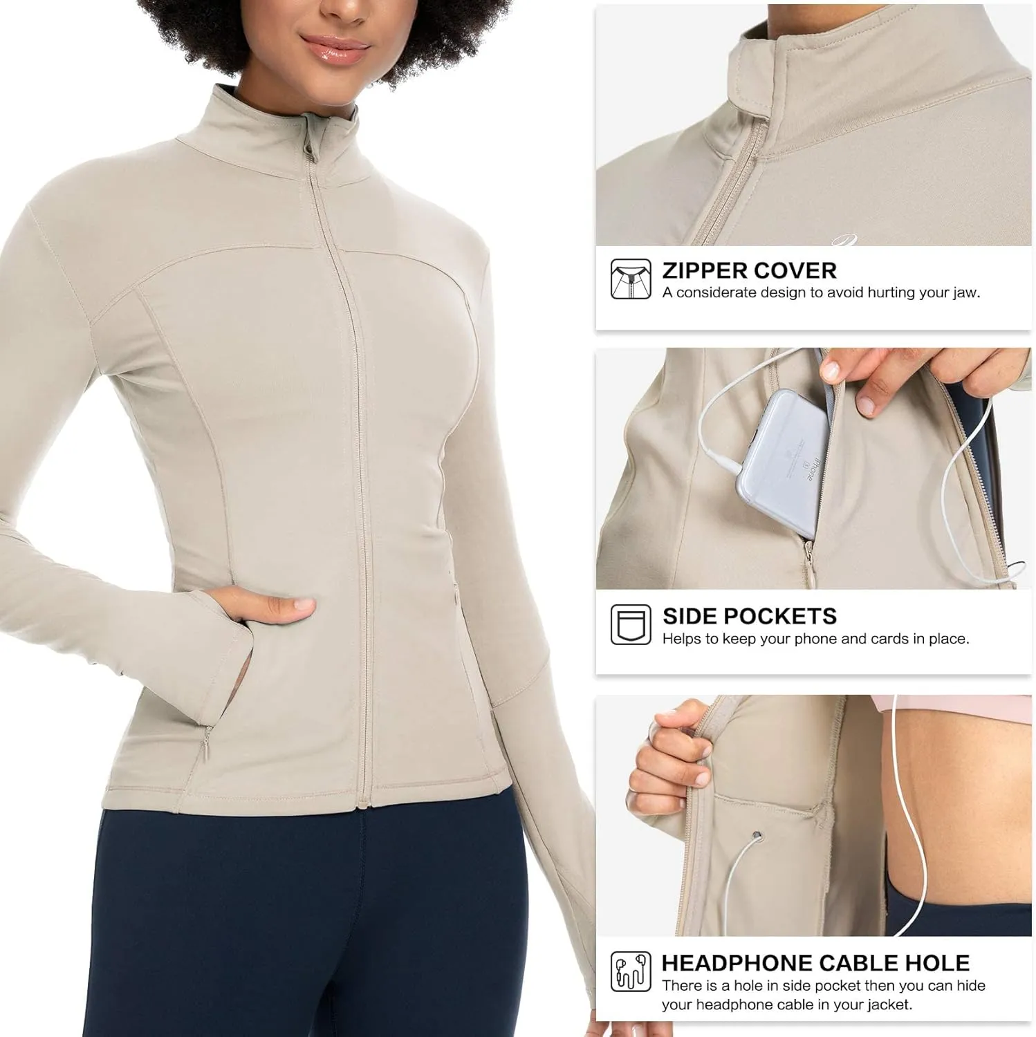 QUEENIEKE Womens Running Jackets Athletic Workout Scrub Jacket Track Full Zip Up Gym for Women Yoga Top