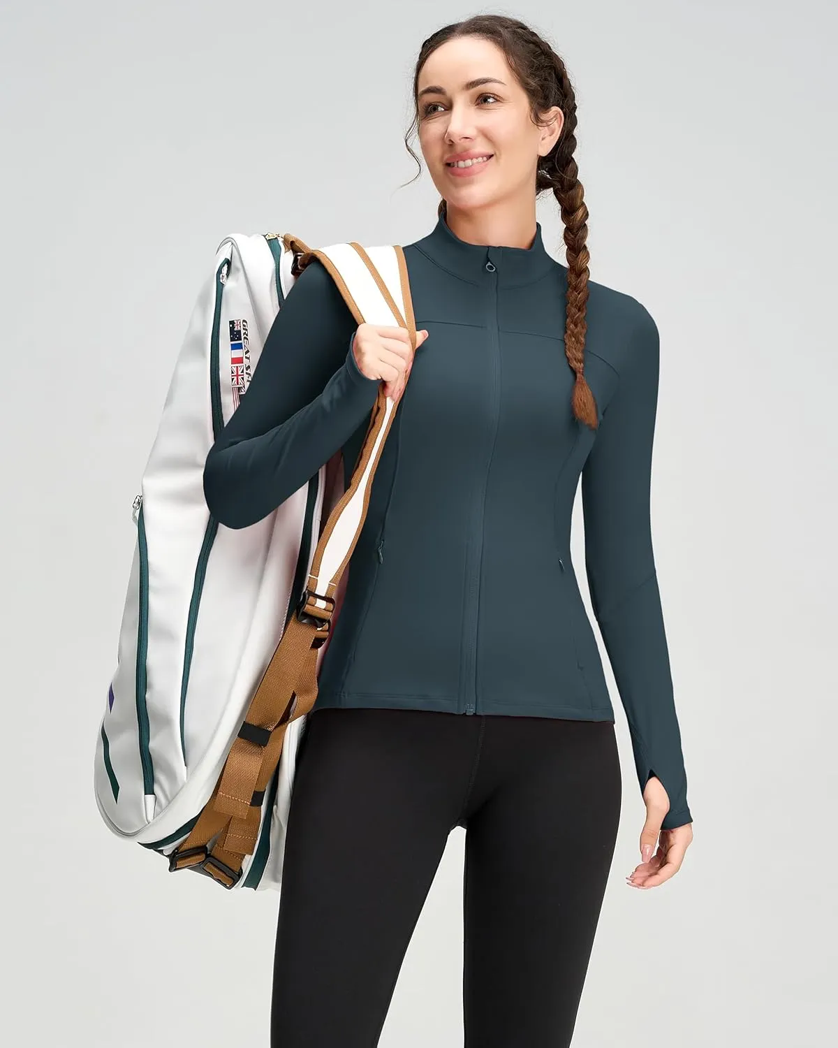 QUEENIEKE Womens Running Jackets Athletic Workout Scrub Jacket Track Full Zip Up Gym for Women Yoga Top