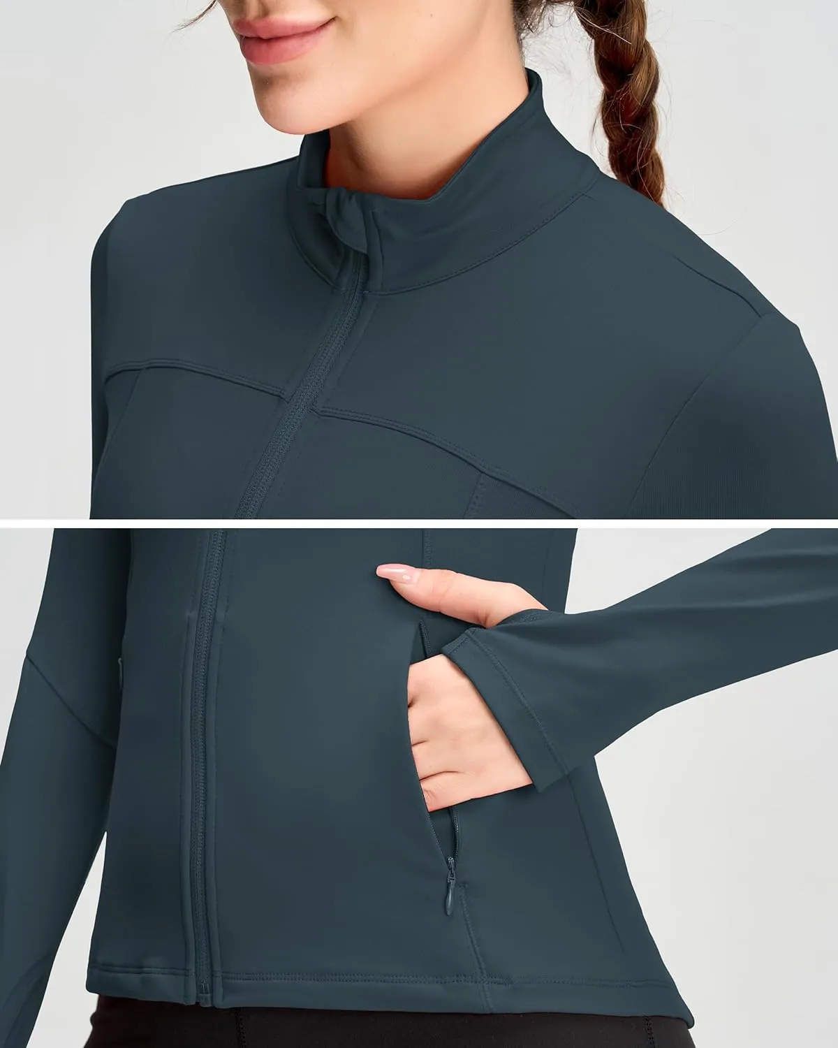 QUEENIEKE Womens Running Jackets Athletic Workout Scrub Jacket Track Full Zip Up Gym for Women Yoga Top