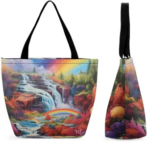 Rainbow Cascade Personalized Shoulder Bag for Women Casual Handbags Shopping Bags Tote Bag for Work Travel