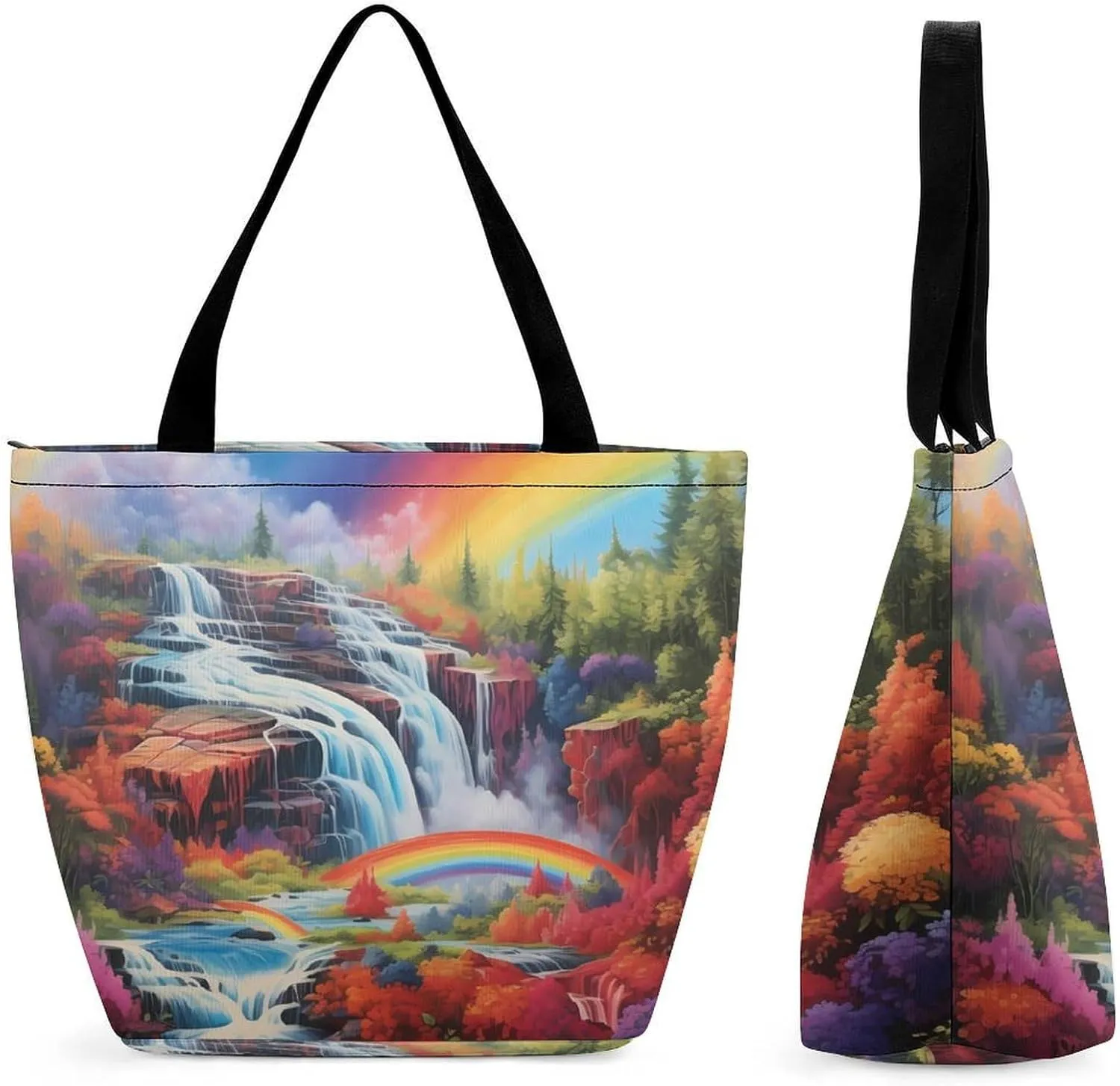 Rainbow Cascade Personalized Shoulder Bag for Women Casual Handbags Shopping Bags Tote Bag for Work Travel