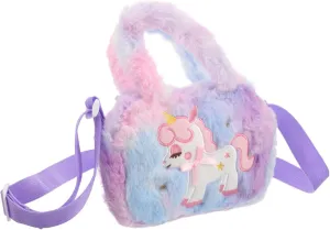 Rainbow Unicorn Plush Bag Little Girl Purse Travel Cosmetic Organizer Crossbody Handbags for Boys and Girls