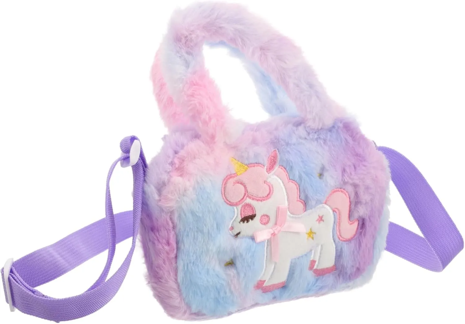 Rainbow Unicorn Plush Bag Little Girl Purse Travel Cosmetic Organizer Crossbody Handbags for Boys and Girls