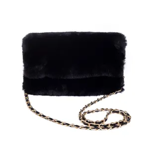 Raven Faux Fur Bag with Gold Chain