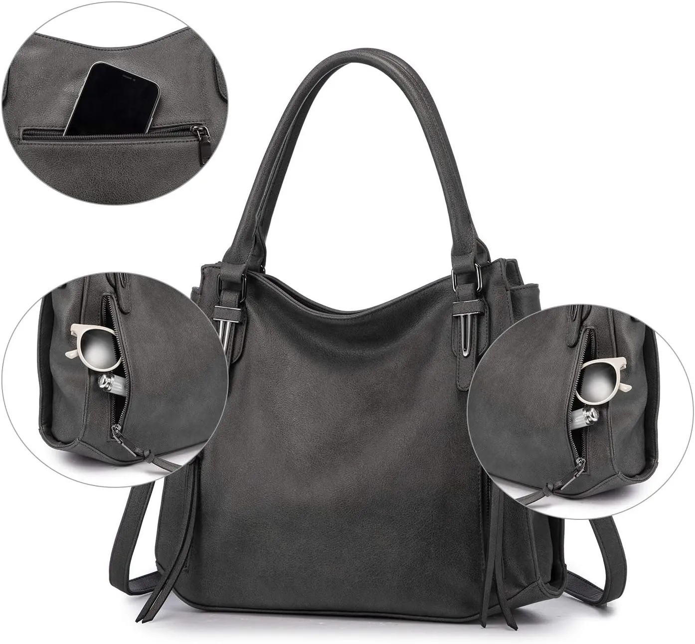 Realer Handbags for Women Hobo Bags Large Crossbody Shoulder Bag Vegan Faux Leather, with Holster/Wallet