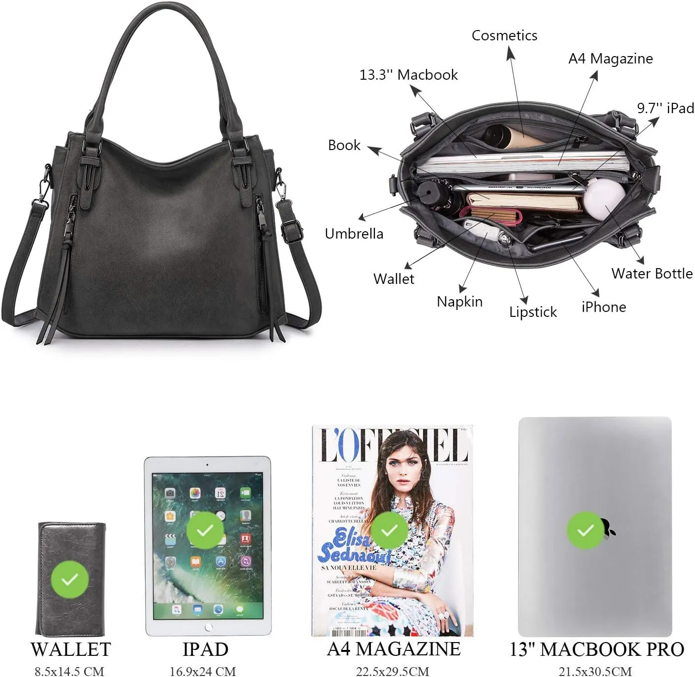 Realer Handbags for Women Hobo Bags Large Crossbody Shoulder Bag Vegan Faux Leather, with Holster/Wallet