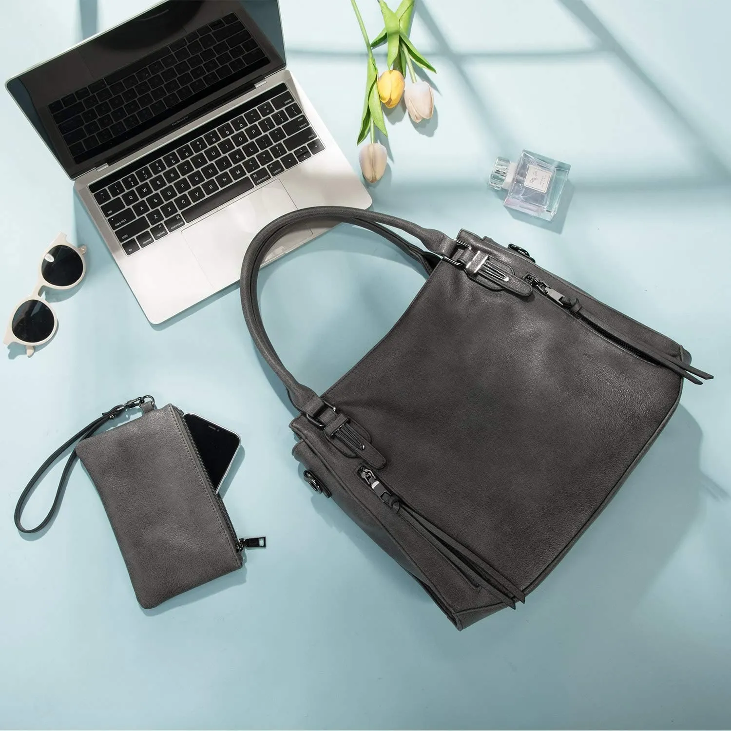 Realer Handbags for Women Hobo Bags Large Crossbody Shoulder Bag Vegan Faux Leather, with Holster/Wallet