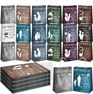 Resholder 48 Pcs Christian Father's Day Gift Bags Bulk Faith Religious Church Bible Verse Paper Bags with Handles Inspirational Gifts for Dad Grandpa Father's Day Party Supplies